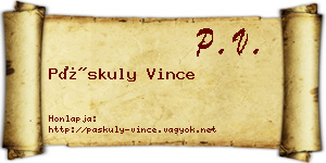 Páskuly Vince névjegykártya